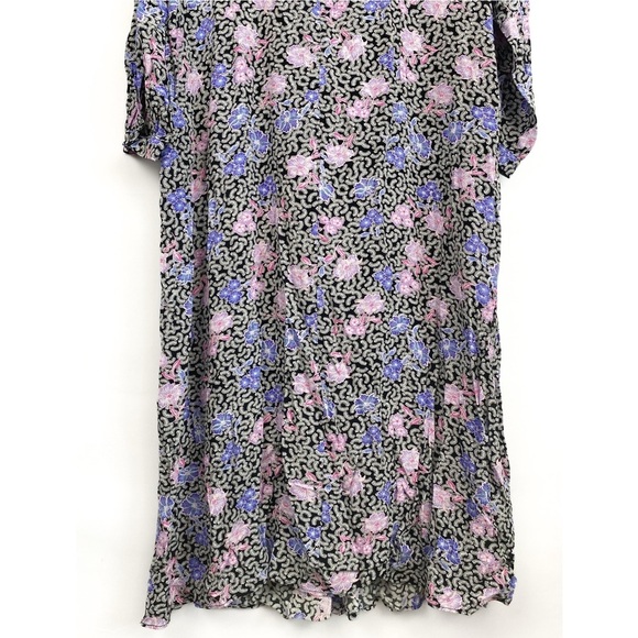 NWT Loft Floral Ruched Long Sleeve Midi Dress, Black Pink Blue - Size‎ 18 - Picture 8 of 10